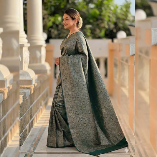 Green Handloom Banarasi Brocade Sarees - BNRGRN172