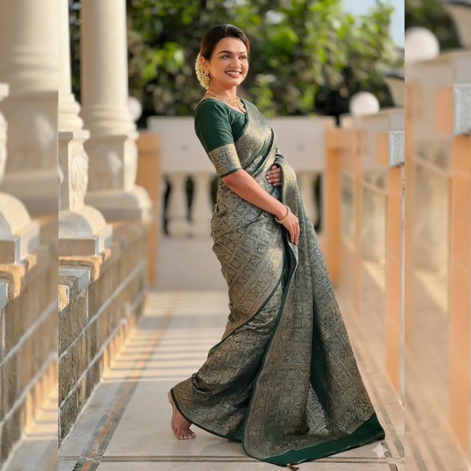 Green Handloom Banarasi Brocade Sarees - BNRGRN172