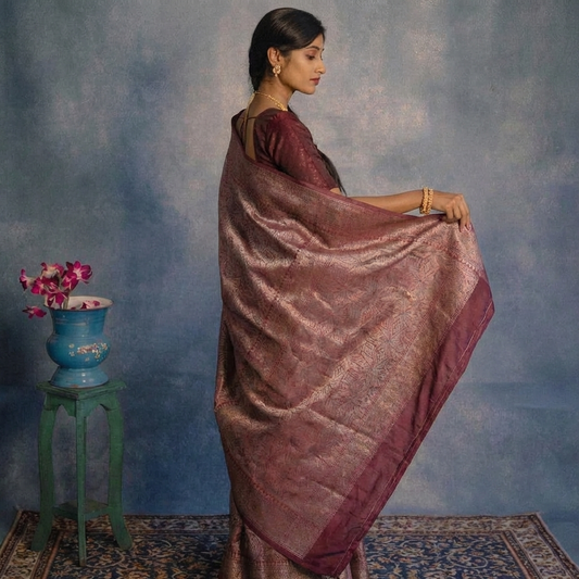 Pink Handloom Banarasi Brocade Sarees - BNRPNK173