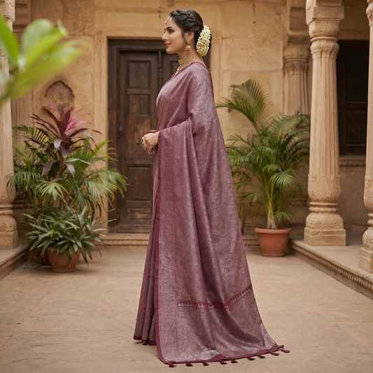 Purple Handloom Banarasi Brocade Sarees - BNRPNK174